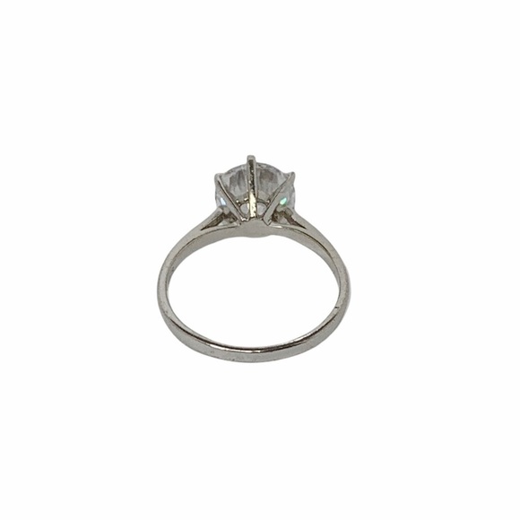 STERLING SILVER Ring Women Cubic Zirconia Solitaire Stamped .925 Size 8 1/2 - Picture 5 of 6
